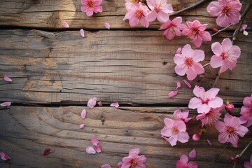 Obraz na płótnie Canvas Flowering trees on wooden backdrop