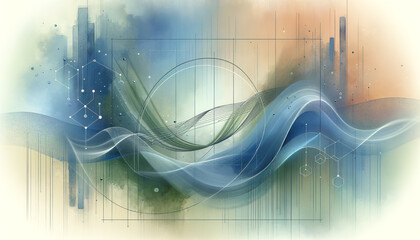Serene regression analysis graph with floating data points in pastel colors.