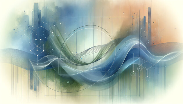 Serene regression analysis graph with floating data points in pastel colors.