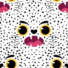 Cartoon Halloween animals seamless cats pattern for wrapping paper and fabrics and kids and party accessories