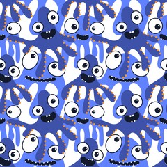 Cartoon monsters seamless octopus aliens pattern for wrapping paper and kids clothes print and fabrics