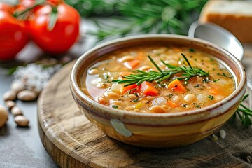 Rosemary infused bowl of bean soup