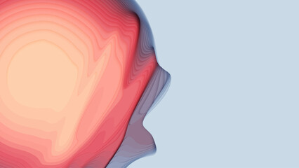 Red to blue paper layers. 3D abstract gradient papercut. Colorful origami shape concept