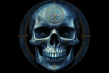 Circle encloses a blue skull. Generative AI