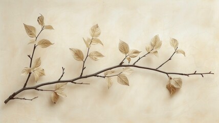 intricate display of slender, branching forms with sparse foliage, set against a calming, neutral backdrop