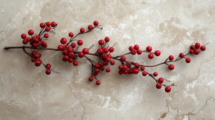 simple yet elegant display of red berries on a light gray background highlights the beauty of minimalism in fall decor