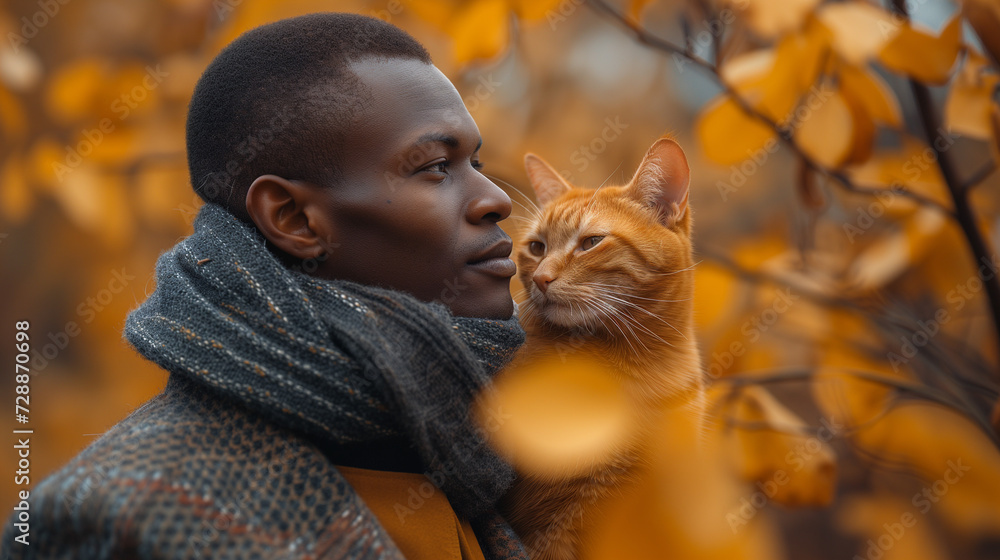 Wall mural person with cat