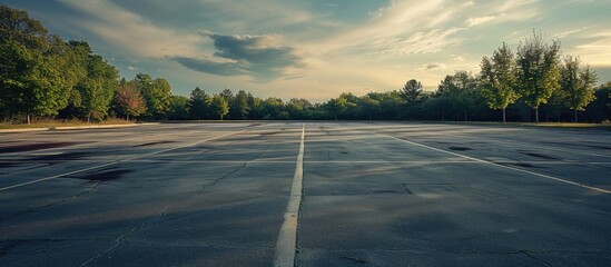 Desolate view of a vacant parking lot. - obrazy, fototapety, plakaty