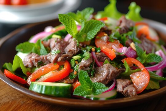 Thai spicy salad with beef or without beef