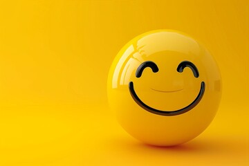 Yellow smiley faces happiness joy, cheerful emotion symbols. 3D cartoon icons, express cheerful sentiments. Round fun smiling expressions. Face illustrations happiness positivity, cheerful atmosphere. - obrazy, fototapety, plakaty