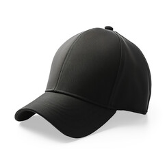 Black baseball cap with shadow isolated on white transparent background. Mockup baseball cap	