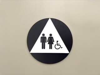 Restroom sign on a door with icons - 728871842