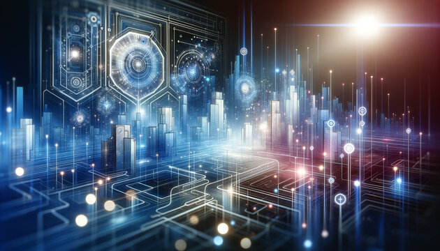 Abstract digital landscape with sleek interface representing convolutional neural networks.