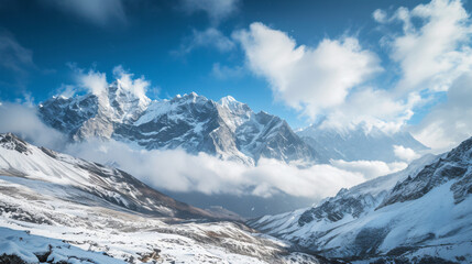 Fototapeta na wymiar Beautiful Scenic Himalayas Covered in Snow