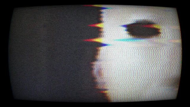 Creepy Mask on tv screen with glitch effect