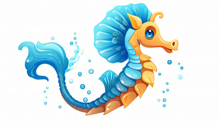 Beautiful Seahorse Cartoon - Vector Illustration
