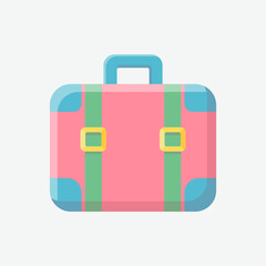 Obraz premium Pink travel suitcase. Flat vector illustration. Isolated image on a white background