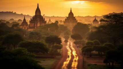 Sunset View of the Temples of Bagan, Myanmar
