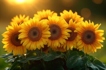 Field of sunflowers, blooming sunflower on a bright sunny summer day, botany, ecology, farming