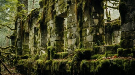 Moss Covered Wall in Forest