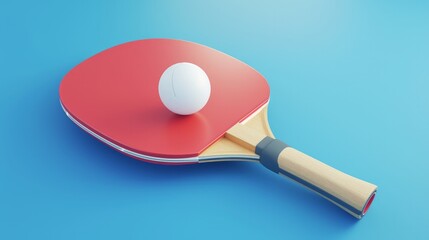 Incorporating the concepts of sport and game competition, a 3D vector representation of a table tennis racket with a ball, symbolizing ping-pong