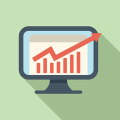 Monitor data finance icon flat vector. Digital chart. Work team job