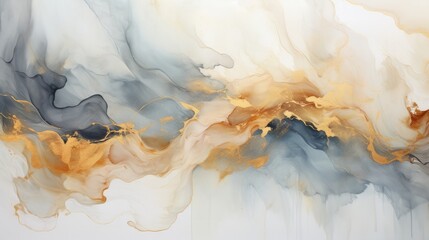 Fluid art gray with gold. Neural network AI generated art