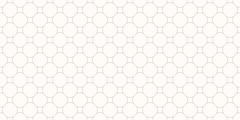 Subtle circle mesh texture. Vector minimalist seamless pattern with circular grid, thin curved lines, lattice, net. Simple geometric background. Elegant minimal light gray ornament. Repeated design