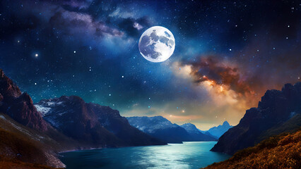 Cosmic Reflections Full Moon Leaves a Shining Trail Across Earth Seascape