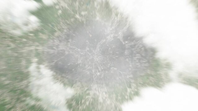 Earth zoom in from space to Raleigh, USA. Followed by zoom out through clouds and atmosphere into space. Satellite view. Travel intro. Images from NASA