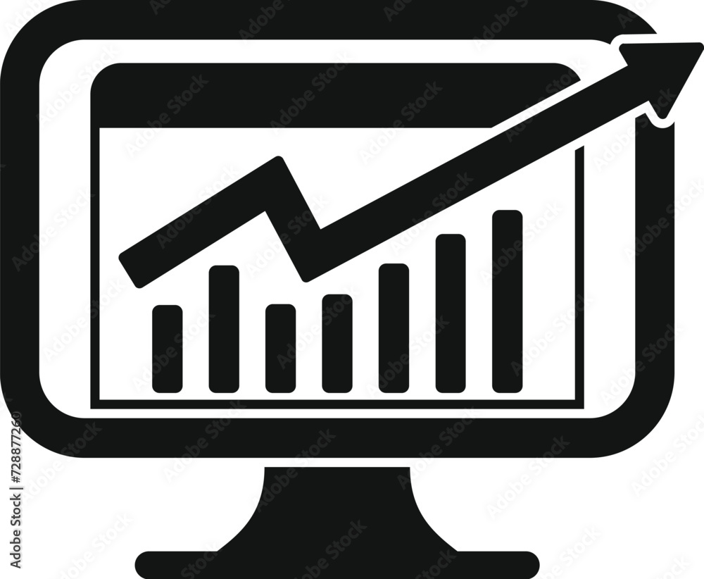 Poster monitor data finance icon simple vector. digital chart. work team job