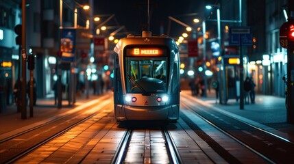 A metro tram at a tram stop