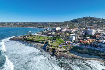 Aerial view of La Jolla cliffs and coastline, San Diego, California, USA