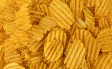 Corrugated potato chips. Chips as a screen saver, a beer snack.