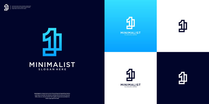 Initials J and number one logo design.