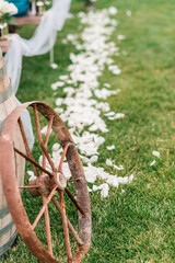 Old Wheel Wedding Decor