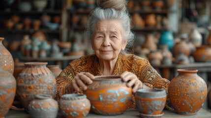 Crafting with Wisdom: Elderly Artisan Weaving Stories into Handmade Treasures