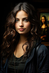 Fototapeta premium AI-Created Classic Beauty Portrait with Mona Lisa Inspiration