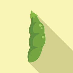 Green lentil product icon flat vector. Label natural organic. Dinner soup