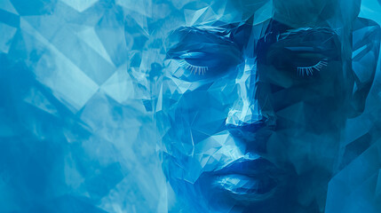 Arctic Faces: Unique Portraits Crafted with Blue Tones and Geometric Precision