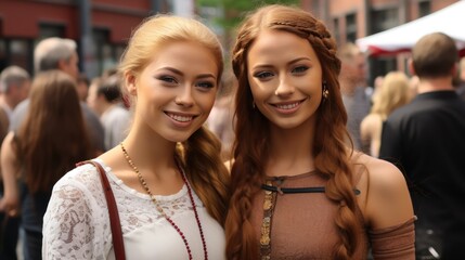 Beautiful woman with a model-like appearance taking part in cultural festivals in Oslo. - obrazy, fototapety, plakaty