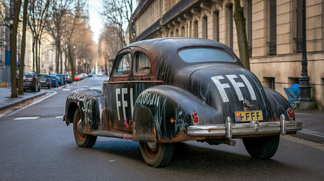 AI-Generated Image of Vintage French Front-Wheel Drive Car with FFI Inscription