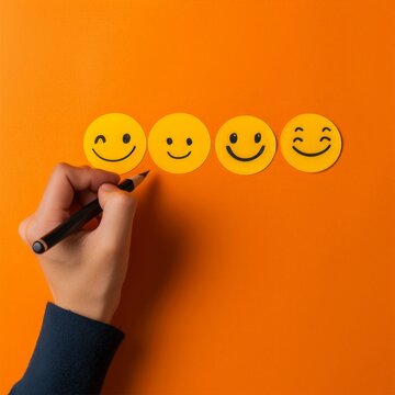 Smiling Emoji refresh Smiley, Vector Design cheery smile. Star rating love sybol expression graphic. Happy feedback ball cheerful expression happy smile. emotion focused therapy crm client service