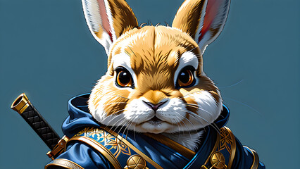 Subtle Bounce: The Allure of Vibrant Attire on the Rabbit Ninja.(Generative AI)