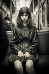 AI-Generated Image of a Young Girl Seated on Subway