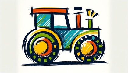 Fototapeta premium Tractor child drawing. Generative AI