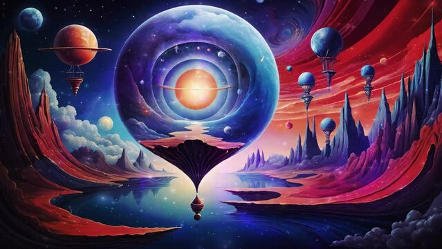 Journey Through the Various States of Mind. Surreal Artwork for content illustration like Meditation Stresses in Anxiety, Mental Health, Religion, Meditation, Science, Healing Therapy, Wallpaper