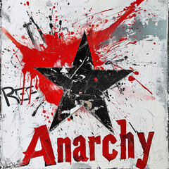 AI-Generated Design of a Five-Pointed Star with the Text "Anarchy," Evoking Politics, Freedom, and Revolution