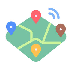 Smart Maps icon with flat color style