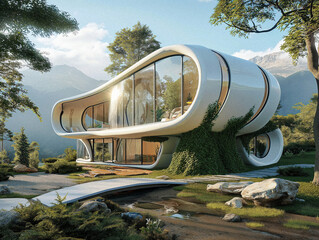 AI-Generated Futuristic Eco-Friendly House
